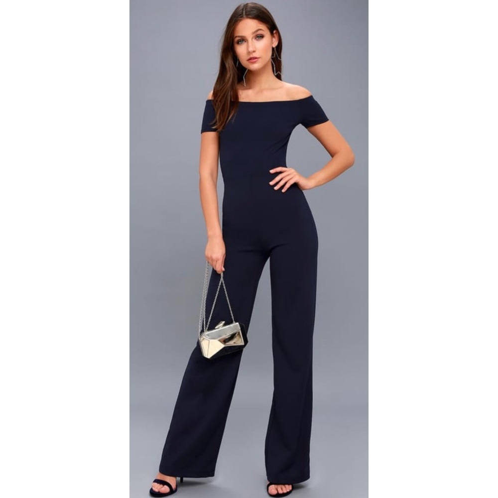 Alleyoop Navy Blue Off-The-Shoulder Jumpsuit